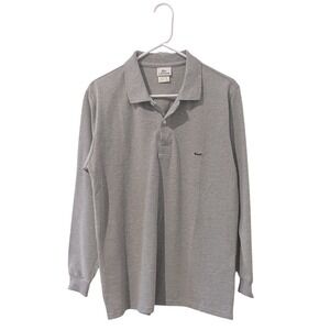 Men's Lacoste Long Sleeve Gray Polo Shirt Preppy sz L